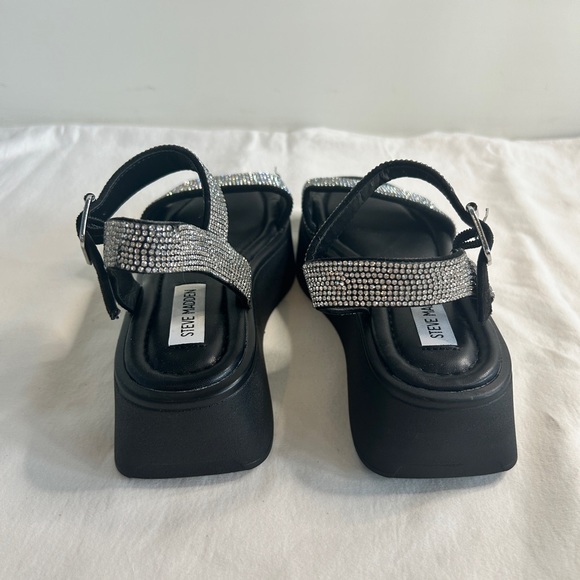 Steve Madden Black Platform Sandal w/ Rhinestone Size 6 - Picture 5 of 6